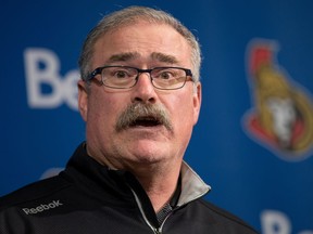 Ottawa Senator head coach Paul MacLean addresses a press conference held following exit meetings with players at Canadian Tire Centre in Ottawa following the end of their season. Photo taken on April 14, 2014.