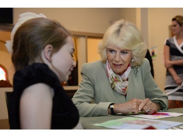 Camilla, the Duchess of Cornwall, meets with local children at Cornwall United Church on Tuesday, May 20, 2014 in Cornwall, P.E.I. The Royal couple are on a four-day tour of Canada.