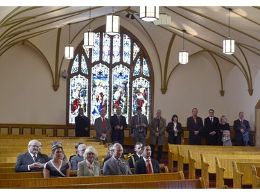 Prince Charles and his wife Camilla listen to a musical presentation by a combined choir from local churches on Tuesday, May 20, 2014 in Cornwall, P.E.I. The Royal couple are on a four-day tour of Canada.