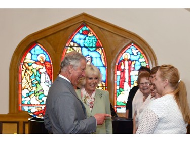 Prince Charles and his wife Camilla engage with choir singers from local churches on Tuesday, May 20, 2014 in Cornwall, P.E.I. The Royal couple are on a four-day tour of Canada.