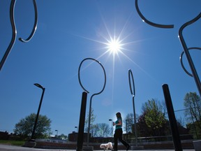As part of the rehabilitation of Jack Purcell Park in Centretown, the city has installed 10 funky looking light poles as a nod to the famed badminton player of the same name. Only problem is that Jack Purcell was from Guelph; Ottawa's Jack Purcell was a community volunteer who mended children's hockey sticks in the 1950s and 60s. Photo taken on May 19, 2014.