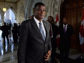 Rufus Ewing, Premier of the Turks and Caicos, meets with reporters in Ottawa Monday.