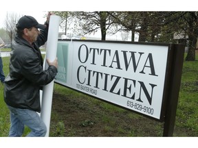 The new Ottawa Citizen signage is installed at the Baxter Road location  on Friday, May 16.