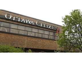 The Ottawa Citizen signage is prepared for a new logo on Thursday, May 16.