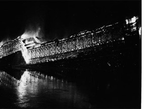 OUR TIMES: Vandals set fire to the wooden bridge at Wakefield, Quebec. July,1984.