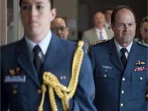 Gen. Thomas Lawson, Chief of the Defence Staff, makes his way to a House of Commons defence committee hearing on sexual assault in the military.