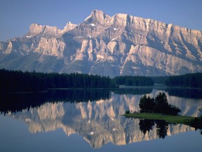 A view of Two Jack Lake in Banff National Park.