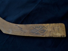Detail from a hockey stick autographed by members of the 1926-27 Stanley Cup-winning Ottawa Senators.