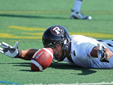Paris Jackson drops the pass during the opening day of the Ottawa RedBlacks training camp, June 01, 2014.
