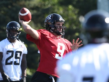 Danny O'Brien throws during the opening day of the Ottawa RedBlacks training camp, June 01, 2014.