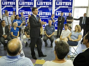 Ontario PC leader Tim Hudak held a media session in Orleans June 9 2014 to amend his earlier refusal to fund a second phase of light-rail construction in Ottawa.