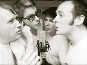 The Flaps - from left, Jamie Gullikson, Martin Newman, John Higney and Pat Lawlor — play their last show Saturday, June 28 at the Glue Pot Pub. (Photo by Peter Knippel, courtesy the Flaps)