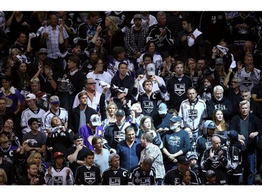 LOS ANGELES, CA - JUNE 13:  Los Angeles Kings fans cheer in the third period while taking on the New York Rangers during Game Five of the 2014 Stanley Cup Final at Staples Center on June 13, 2014 in Los Angeles, California.