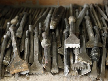 A drawer full of chisels and other tools at the shop look like a throwback to another century. The ancient trade of stonemasonry is making a revival on Parliament Hill, and Danny Barber and John-Philippe Smith (founders of Smith and Barber stonemasons in Ottawa) are two of the mason/sculptors recreating the stone carvings there.