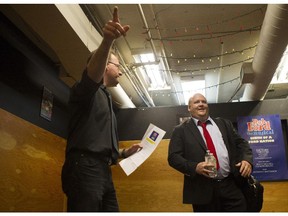 Ottawa actor Geoffrey 'The Giant' Stone gets instructions before his audition Monday for Rob Ford the Musical.