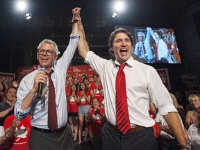 0702 byelections: Liberal leader Justin Trudeau introduces a triumphant Adam Vaughan, the new MP for Trinity-Spadina, on Monday night.