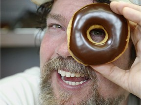Almonte, Ontario is a foodie destination these days and one of the places to go is: Hft (Healthy Food Technologies) on the east side of town.  Here, owner Ed Atwell shows off one of his low-fat doughnuts. He's invented a machine that makes doughnuts with 50-70 per cent less fat that taste amazing, and explain their steady stream of customers.
