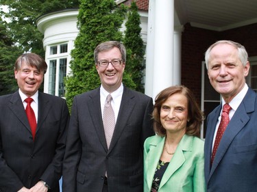 Austrian Ambassador Arno Riedel hosted a reception to thank sponsors of the Viennese Ball. From left, ball chairman Jim Hall, Mayor Jim Watson, Loretta Loria-Riedel and Riedel