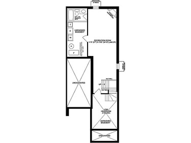 Basement level floor plan of The Sycamore townhome by Glenview Homes at Monahan Landing.