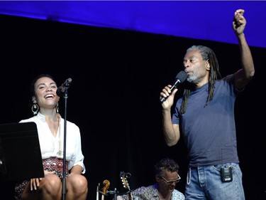 Bobby McFerrin performs with his daughter Madison Grace McFerrin on the Main Stage at Confederation Park during the Ottawa Jazz Festival in Ottawa on Sunday, June 29, 2014.