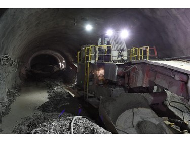 Central portal. Roadheader looking west. - central shaft roadheader mining the bench
"Construction of the Light Rail Transit tunnel (LRT) in Ottawa, June 2014."
