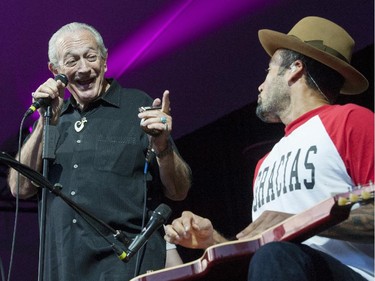 Charlie Musselwhite, left, performs with Ben Harper on the Main Stage at the Ottawa Jazz Festival on Friday, June 27, 2014.