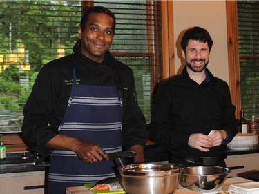Chefs Vladimir Jean-Baptiste and assistant Benoit Préville offer personal catering throughout the Mont Tremblant area.