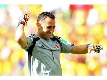 Goalkeeper David Ospina of Colombia reacts after his teams second goal during the 2014 FIFA World Cup Brazil Group C match between Colombia and Greece at Estadio Mineirao on June 14, 2014 in Belo Horizonte, Brazil.