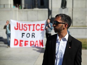 Deepan Budlakoti attends a rally outside the Supreme Court of Canada, prior to his federal court hearing on Monday, June 16, 2014.