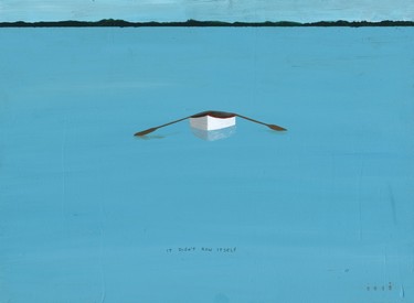 It Didn't Row Itself, by Michael Dumontier and Neil Farber (40 x 30cm, acrylic on hardboard, 2012)