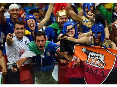 Italy fans cheer during the 2014 FIFA World Cup Brazil Group D match between England and Italy at Arena Amazonia on June 14, 2014 in Manaus, Brazil.