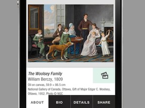Screen grab of the National Gallery of Canada's new, free mobile app highlighting its Canadian collection.