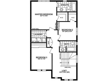 Second floor plan of The Copperwood single-family home by Glenview Homes at Monahan Landing.