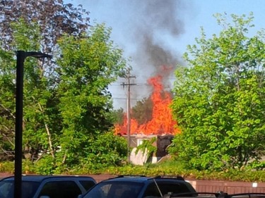 Fire on Presland Road near the Vanier Parkway.