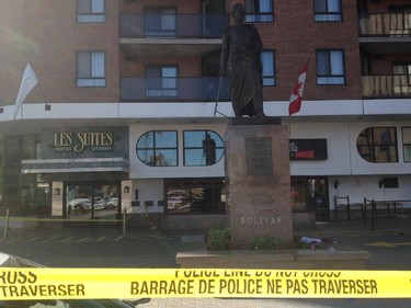 Police are investigating a fatal stabbing on Besserer Street in front of the LEs Suites Hotel, June 7, 2014.