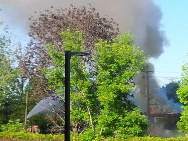 Fire on Presland Road near the Vanier Parkway.