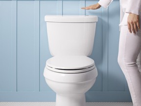 Kohler's Cimarron Touchless toilet let's you flush without touching the toilet.