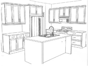Deslaurier Custom Cabinetry drawing of the kitchen I've chosen for the Cardel home I'm overseeing.