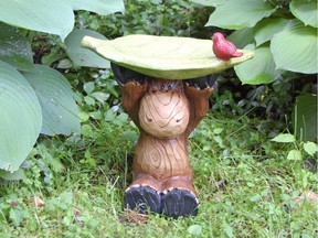 Moose sculpture and birdbath is $39.99 at Canadian Tire.