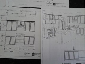 Initial drawings of the kitchen before Myra Flipsen and I began making changes.