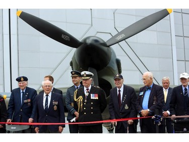 Governor General David Johnston (centre) stands in front of a vintage Second World War Hawker Typhoon aircraft during a ceremony in Ottawa, Friday June 6, 2014 marking the 70th Anniversary of D-Day and the Battle of Normandy.