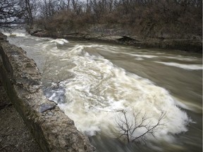Water rushes through one of many channels of the busy rapids on the Ottawa River.