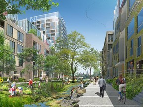Illustration of proposed development by the Windmill Development Group for the Domtar Lands at the industrial brownfield site on Chaudi�re and Albert Islands and adjacent riverfront in downtown Gatineau