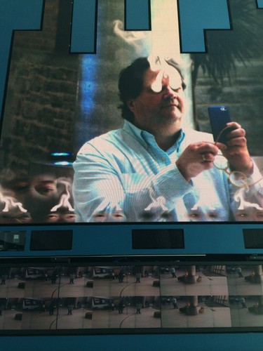 Stop and look into Rafael Lozano-Hemmer's video installation and your eyes burst into smoke. It can have a startling effect. (Photo by Peter Simpson, Ottawa Citizen)