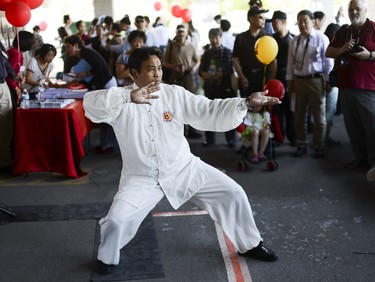 Tai Chi practioner Rong Bing Zhang performs a Tai Chi demonstration at the annual Community Welcome Fair for Immigrants and Newcomers, organized by the Ottawa Chinese Community Service Centre (OCCSC) on Sunday, June 1, 2014.