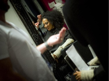 Judith Hill, pictured getting her hair done, hit the Kronenbourg 1664 Live Music Stage at Glow Fair.
