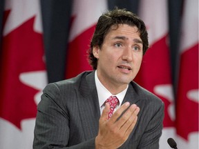 Liberal leader Justin Trudeau speaks about his private members bill during a news conference Wednesday.