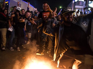 Los Angeles Kings fans celebrate the team's Stanley Cup victory in Los Angeles, California. The Kings beat the New York Rangers in overtime.