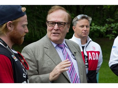 Marcel Aubut, president, Canadian Olympic Committee makes a statement as Manoir Ronald McDonald House Ottawa welcomed Canadian Olympians and Paralympians to the House as part of the 2014 Celebration of Excellence for the athletes and the 30th anniversary of the House.