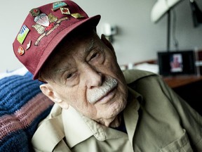 Mervin Jones is photographed in his Perley and Rideau Veteran's Health Centre room. Jones was a Second World War paratrooper who landed on June 5, 1944 behind enemy lines with the Canadian Airborne.